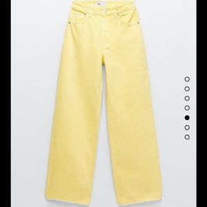 Yellow wide leg full length jeans
